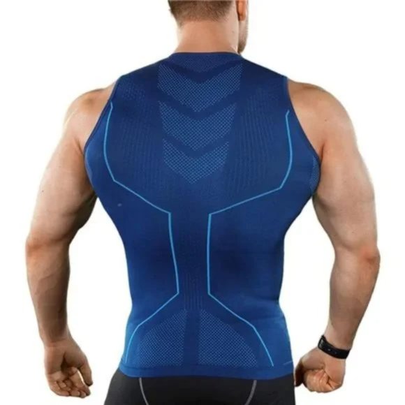 New 𝅺Men's Compression Shirt Slimming Body Shaper Blue1 - Picture 2 of 7